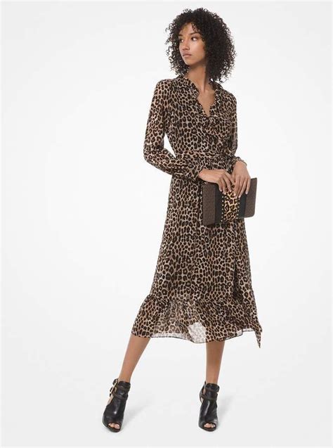 michael kors leopard georgette wrap dress|Leopard Georgette Wrap Dress .